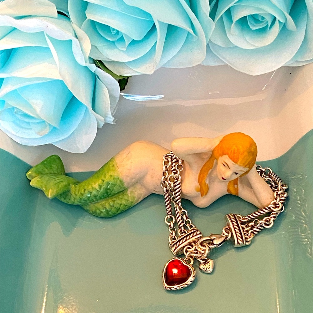 ⭐️SOLD⭐️Brighton NEWPORT Red Heart Swarovski Necklace Bracelet Earrings Silver - Picture 9 of 16